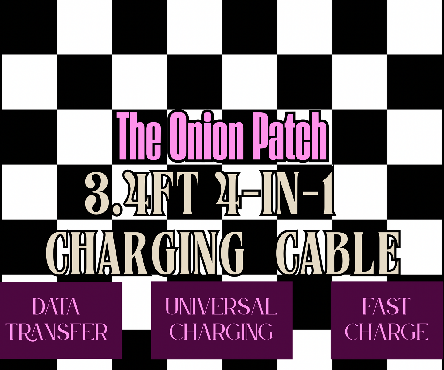 Pink & Purple 4-in-1 Beaded Charging Cable