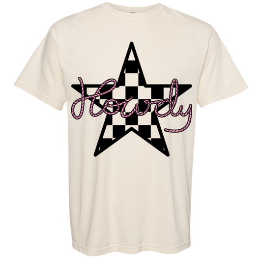Howdy Checkered Star Comfort Colors T-Shirt