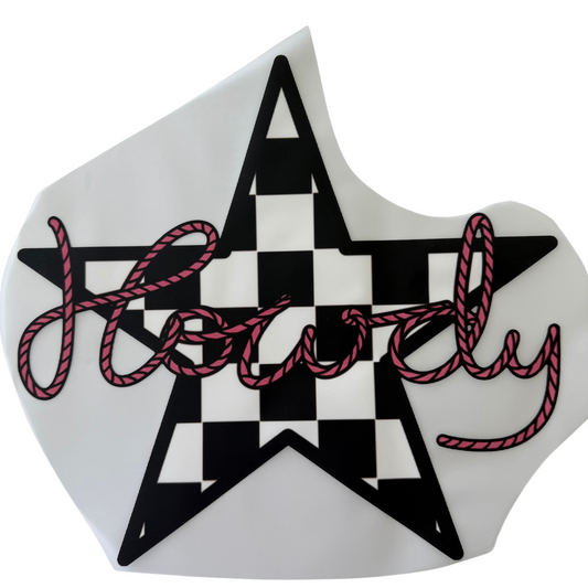 Howdy Checkered Star DTF T-Shirt Transfer