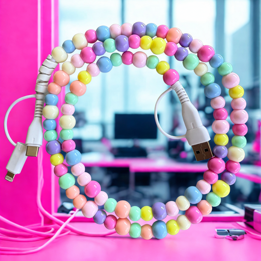 Pastel Muticolor Beaded 4-IN-1 Charging Cable