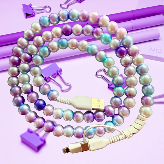 Purple & Blue Ombré Pearl Beaded Charger