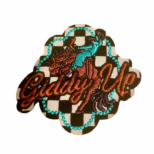Giddy Up Checkered Trucker Hat Patch