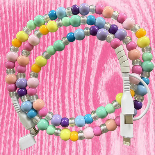 New Pastel Rainbow Beaded 4-in-1 Fast Charging Cable