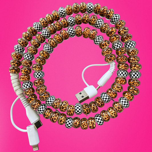 New!!! Leopard & Checkered 4-in-1 Fast Charging Cable